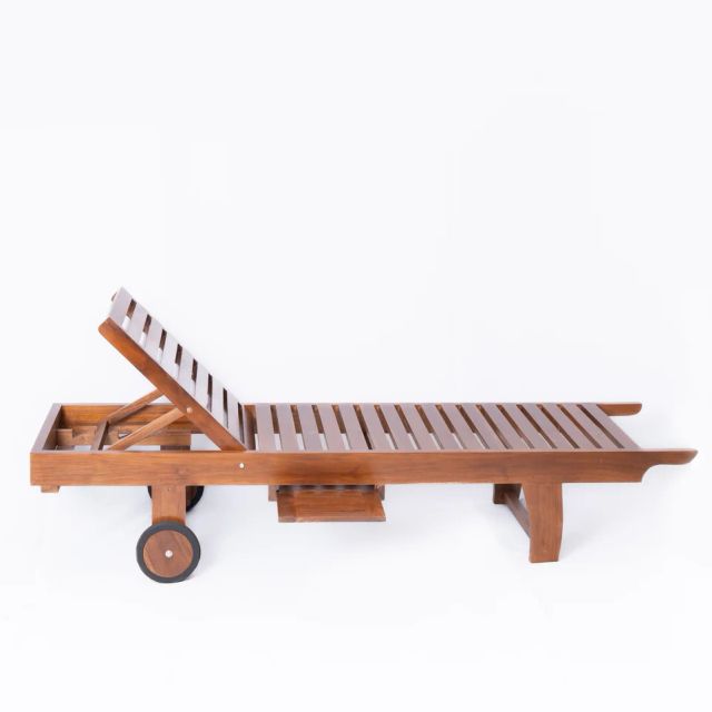 Teak Wood Sunbeds Material Wood Wood Type Teak Wood Grade A Grade Bed Width 28 Inches Wheel Size 7 Inches Bed Height 14 Inches - Image 5