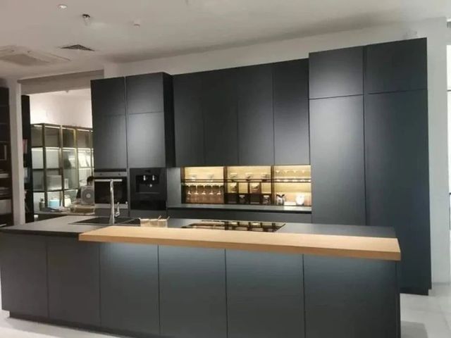 Pvc Membrane Modular Kitchen Open With Drawing Room Material Wooden Appearance Modern Kitchen Design U- - Image 3