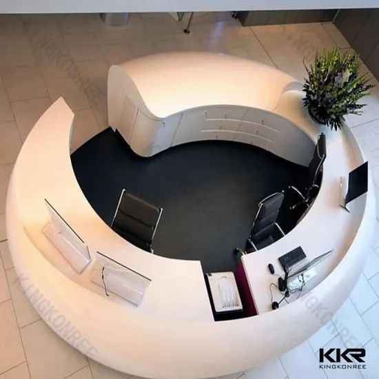 Modern Design Custom Made Solid Surface Commercial Reception Office Table - Image 3