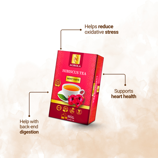 Agrola Ceylon Hibiscus Spearmint Herbal Tea 20 Tea Bags Tea Type Other Origin Sri Lanka Color Deep Crimson Shelf Life 02 YEARS - Image 3