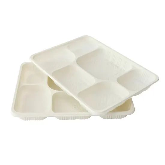6 Compartments Compostable Disposable Cornstarch Tableware Lunch Takeout Box - Image 3