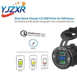 12V Dual USB3.0 Port Car Motorcycle Charger Station Adapter Socket - Image 4