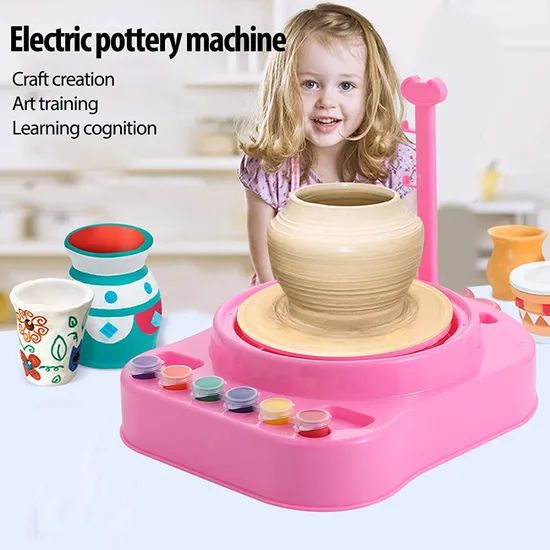Whoesale Creative Home Activities Electric Pottery Machine Workshop Educational Toys Do Arts Pottery Studio Dry Clay Crafts Kids Pottery Wheel Toy - Image 3