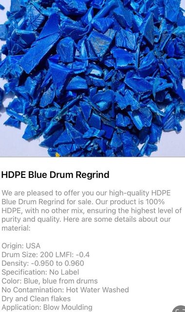 HDPE blue drum regrind - Image 1