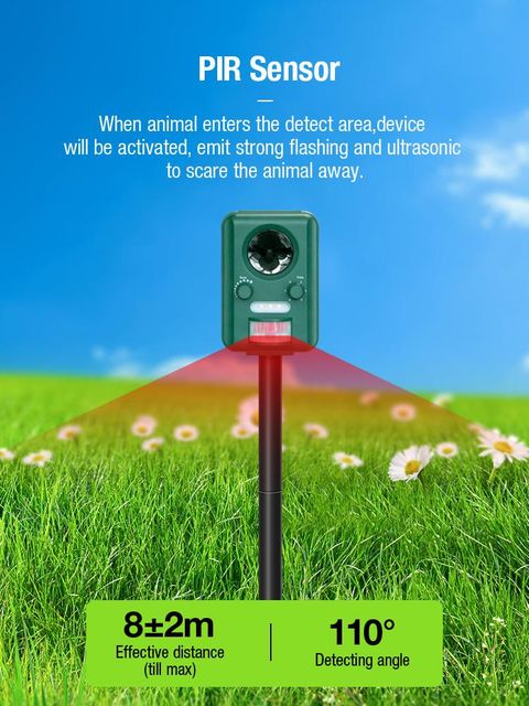 AOSION® Ultrasonic Solar Animal Repellent For Cat Bird Dog Fox AN-B030N-2 - Image 4