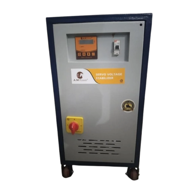 Single Phase Servo Stabilizer Voltage 220 V Brand A M Power Frequency 50 HZ Phase Single Phase Display Type Lcd Display Product Capacity 7.5 - Image 1