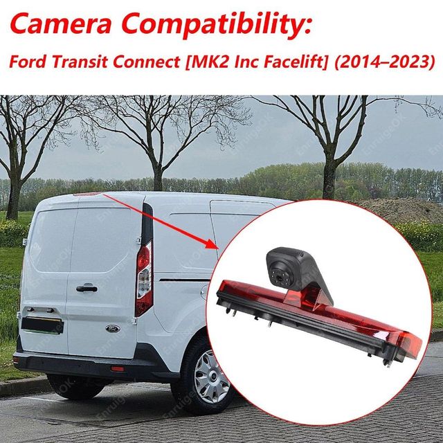 EnruigeOK Rear Brake Light Reverse Camera For Ford Transit Connect 2014-2023 & 7" Monitor - Image 3