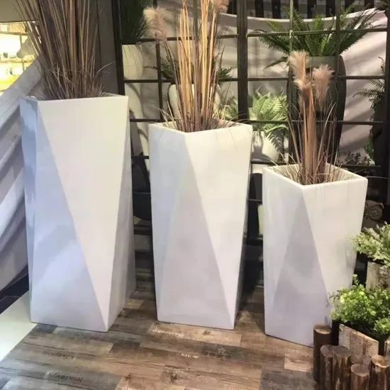 Fiberglass Composite Material Geometric Garden Flower Pots Shape Round Size Medium Origin China Model NO. H183 Trademark - Image 2