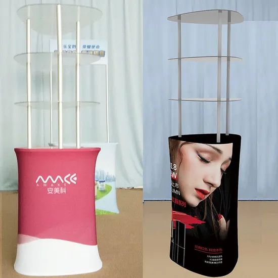Free Design Portable Trade Show Display Promotion Tables Lockable Aluminum Frame Seg Fabric LED Light Advertising Store Counter - Image 1