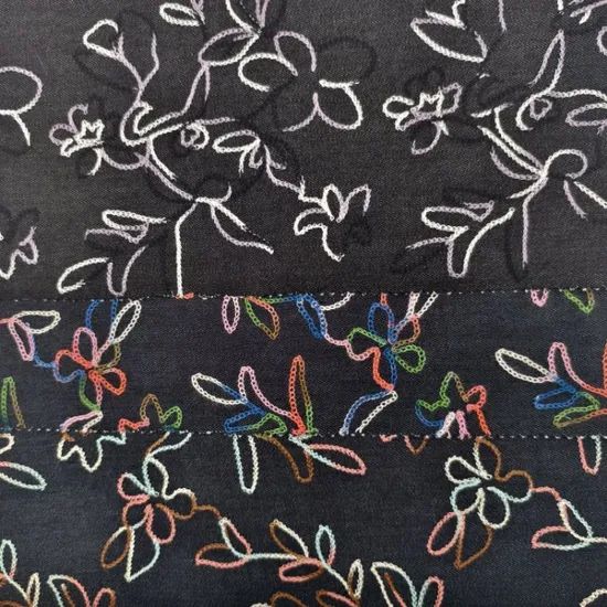 Tc Denim with Emb Min 1000m Width 51'' Technics Woven Drawn Embroidery Trademark Chatlee Model NO. CH-10636 HS Code 5810910000 - Image 2
