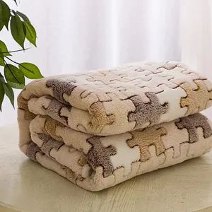 Luxury Faux Fur Soft Thick Faux Rabbit Fur Striped Throw Blanket - Image 2