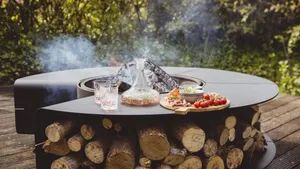 Customized Outdoor Garden Wood Storage Fireplace Stove Log Rack Fire Pits Bowl - Image 2
