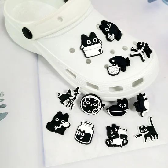 Cartoon Black PVC Soft Rubber Cute DIY Shoe Decorations Origin China Material PVC Style Cartoon Model NO. S-140 Trademark - Image 3