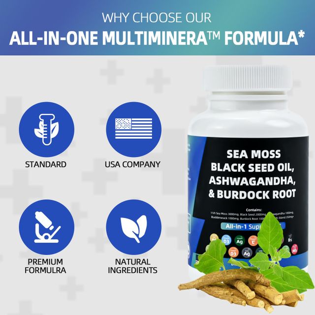 OEM ODM custom sea moss black seed oil ashwagandha burdock root capsule wholesale all in 1 herbal supplement  - Image 3