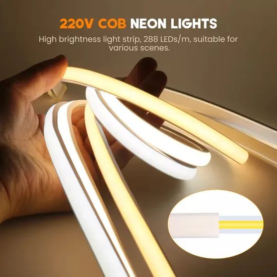 COB 288LEDs/M Strip Neon Rope Lights Waterproof AC220V~240V Flex LED Light Bar - Image 2