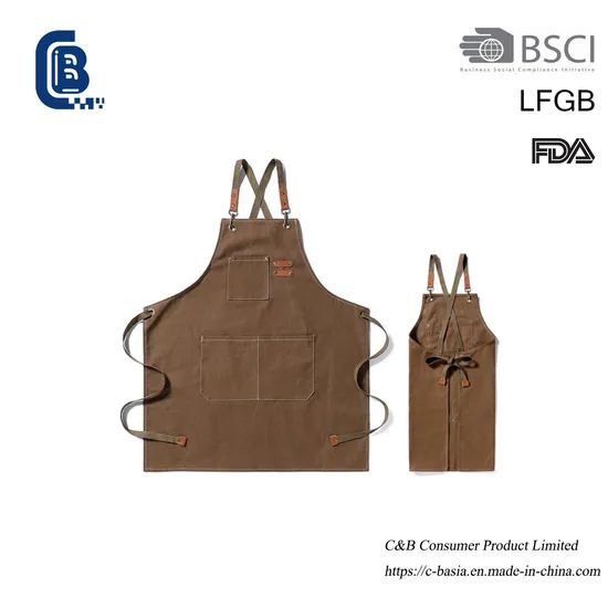 Durable Canvas Grill Chef Apron, BBQ Kitchen Cooking Aprons Logo OEM Age Adults Type Waist Origin China Style Simple Trademark - Image 2