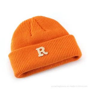 Custom Rib Cuff Cold Winter Leather Beanie Unisex 100% Acrylic Striped Embroidered 56-60cm 57*45*40cm MOQ100 1Y - Image 6