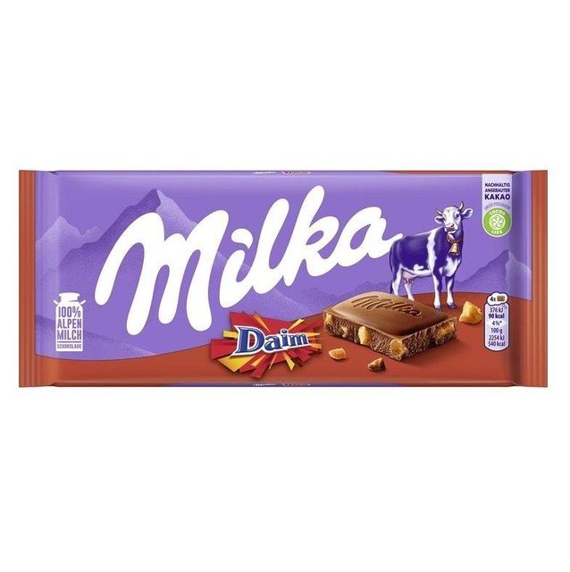 Delicious Milka Daim Chocolate 100g bars (Almond & Caramel Filling) - Image 4