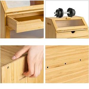 Wooden Bread Box Bamboo Kitchen Large Bread Box Container Storage - Image 3