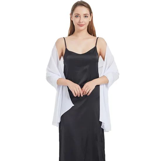 Exquisite Fine Custom Laides White Chiffon Shawl Wraps for Outfits - Image 4