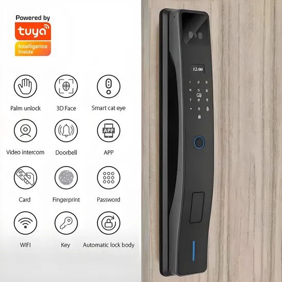 Manufacturer Tuya WiFi Multi Language Visual Intercom 3D Face Smart Door Lock - Image 6