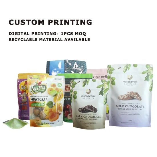 Custom Printed Stand up Pouch Resealable Ziplock Food Packaging - Image 2