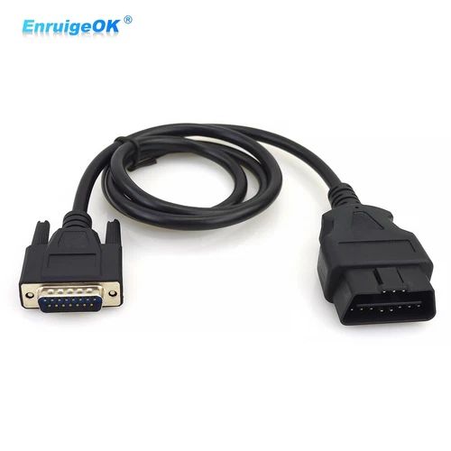 EnruigeOK Male 16Pin OBD2 to Male DB15 RS232 Serial Port Diagnostic Extension Cable 1.5m - Image 1