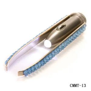Light Green Crystal LED Eyebrow Tweezers - Image 1