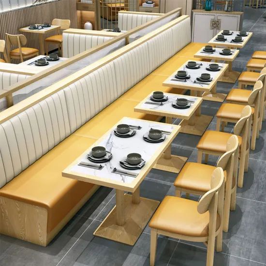 Stylish Customized Restaurant Booth Seating and Table Sets MOQ 50PCS Fixed Fixed Origin China Color Orange Condition - Image 2