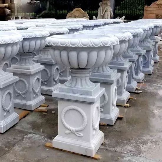 Contracted Outdoor Garden Decor Flowerpot Marble Statue for Sale - Image 5