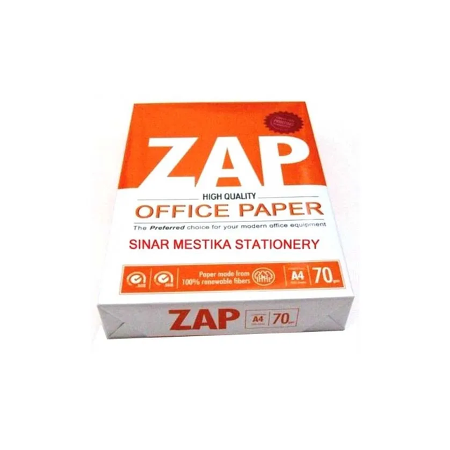 Export Grade ZAP Paper A4 Copy Paper 100% Virgin Wood Pulp 80gsm Smooth Surface for Bulk Shipment - Image 1