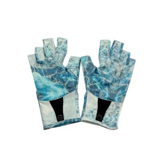 Summer UV Protection Fingerless Fishing Gloves Size XL Color Blue Style Plain Trademark NO Length Medium Price Reasonable - Image 1