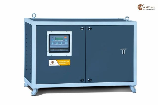 Three Phase Air Cooled Servo Stabilizer Brand A M Power Frequency 50 HZ Display Type Lcd Phase Three Phase Input Voltage - Image 1