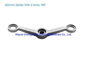 300mm Stainless Steel Glass Spider with 2 Arms 180° Glass Fitting Hardware, Point-Fixed Curtain Wall Hardware with High Quality and Best Price - Image 1