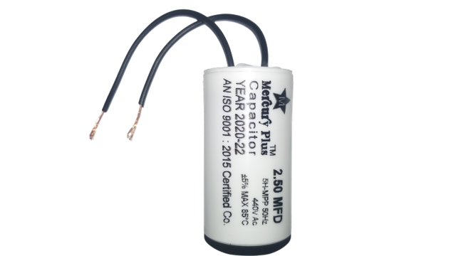 2.5 MFD Capacitor. Tolerance 5% Material Plastic Brand Mercury Plus Voltage Rating 440V Usage/Application Fans Mounting Type Surface - Image 1