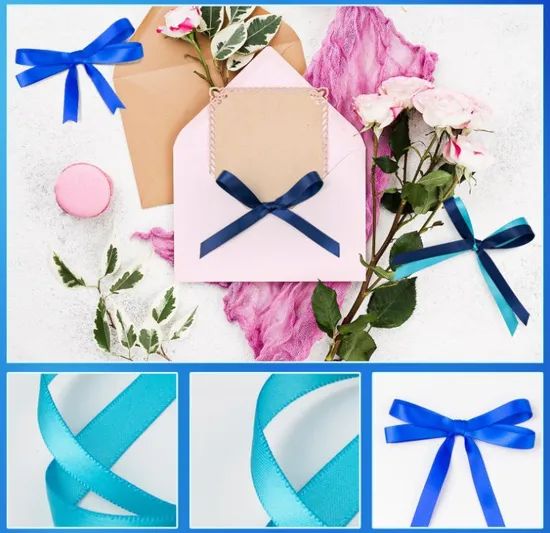 Custom Solid Color Gift Packing Polyester Satin Ribbon 2 Inch Sage Blue - Image 6