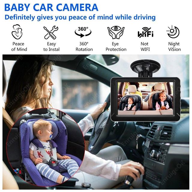 EnruigeOK Baby Car Camera 5" 1080P Monitor 360° Rotation USB Plug with HD IR Night Vision - Image 3