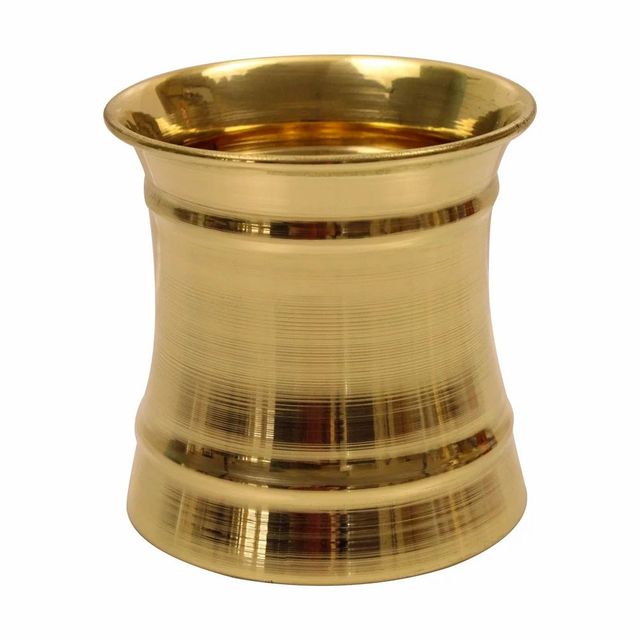Brass Panchapatra Set Size Medium Shape Round Color Golden Finish Glossy Set Content 2 Material Brass Usage/Application - Image 2