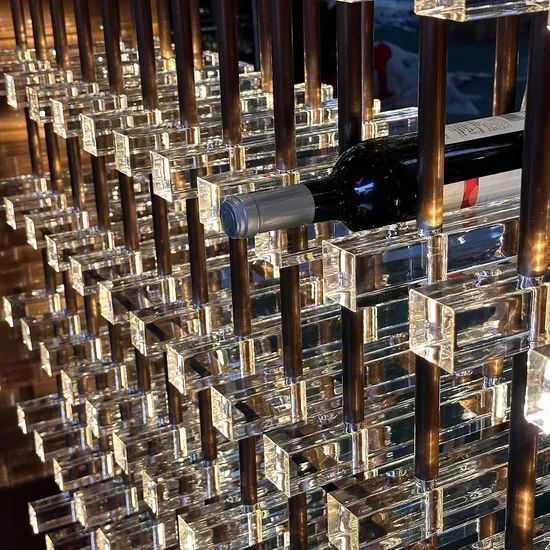 Royal Metal Gold-Lit Stackable Wine Rack with Llluminated Display Suitable for Family Wall Racks - Image 1