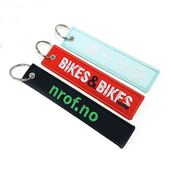 Custom Anime Fabric Woven Embroidery Patches Keychain Jet Tag Keychain - Image 2
