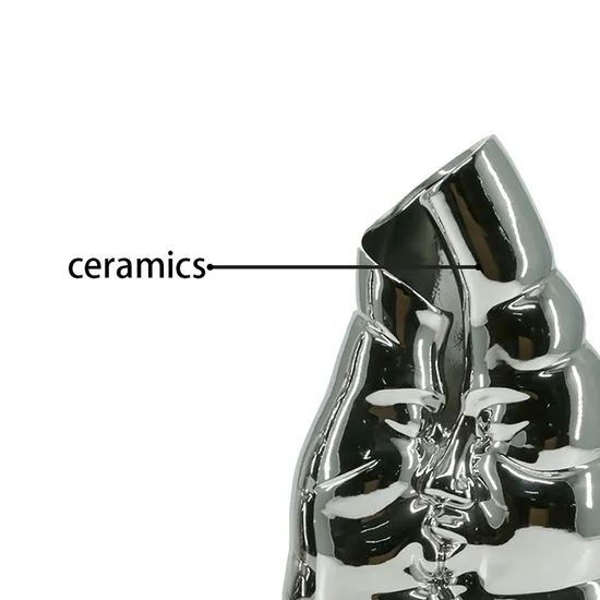 New Luxury Electroplated Silver Ceramic Metal Crafts Hotel Home Decoration Ornaments Vase - Image 4