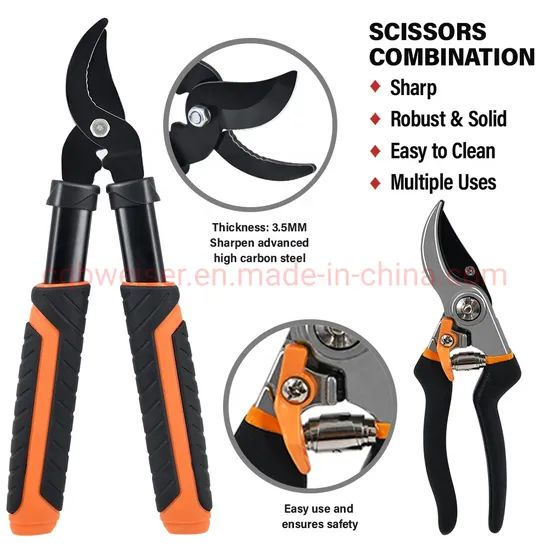 2PCS Pruning Shear Gardening Hand Bypass Secateurs Lopper Shear Set - Image 5
