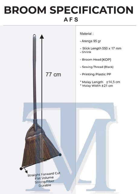 Arenga Fiber Short Broom Packaging Box Grade Top Grade Total Length 77cm Handle Length 55cm Handle Diameter 17mm Broom Head Width - Image 3