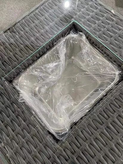 Outdoor Garden Wicker Rattan Square Coffee Table with Built-in Ice Bucket - Image 4