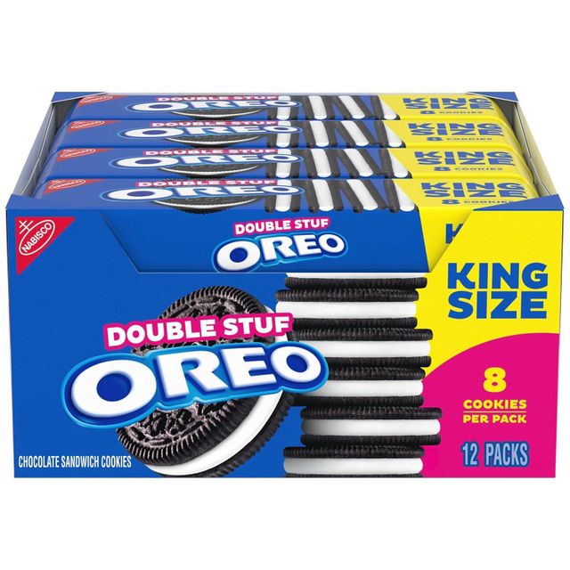OREO Double Stuf Chocolate Sandwich Cookies, King Size, 12 Snack Packs (8 Cookies Per Pack) - Image 1