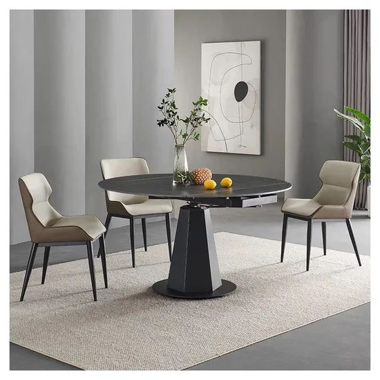 Marble Dining Table with Chairs Kitchen Room Furniture Set Dining Table Set - Image 4