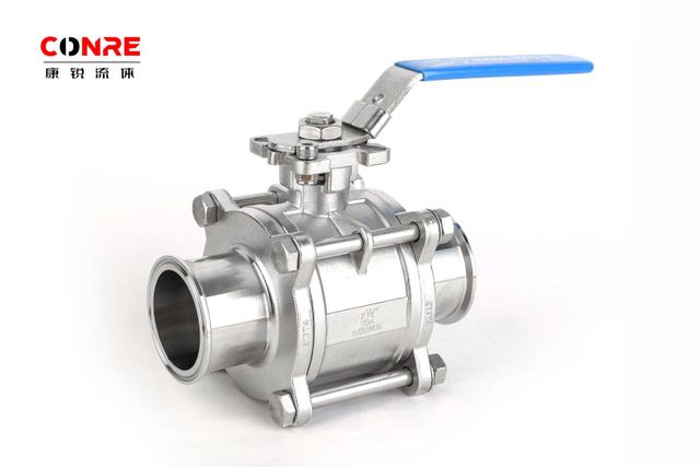 Hygienic Stainless Steel Inox Three Pieces Clamp Ball Valve Weight (kg) 2 Size 1/2" - 6" Brand Name CONRE Size Range 1/2" - 6" - Image 1