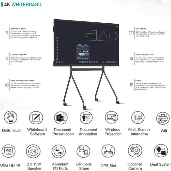 2025 OEM Multi Touch Dual System Touchscreen Education All-in-One PCS Interactive Whiteboard - Image 6
