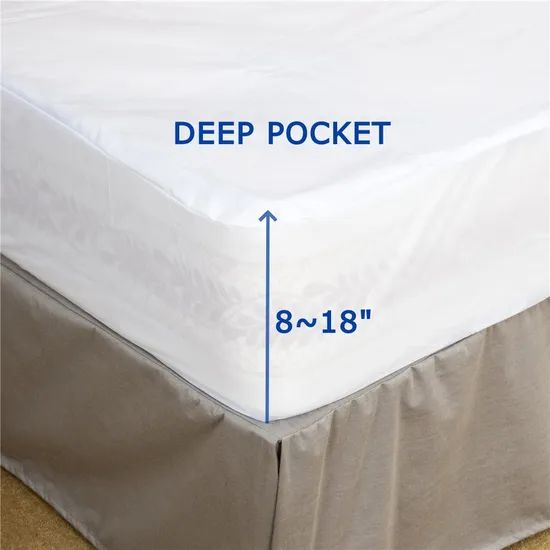 Smooth Top Mattress Protector Waterproof Breathable Deep Pocket Mattress Cover Polyester - Image 2