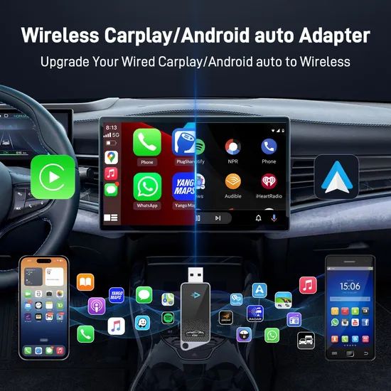 2 in 1 Wireless Carplay Adapter & Android Auto Wireless Adapter Plug&Play Low Latency Fast Connect - Image 3